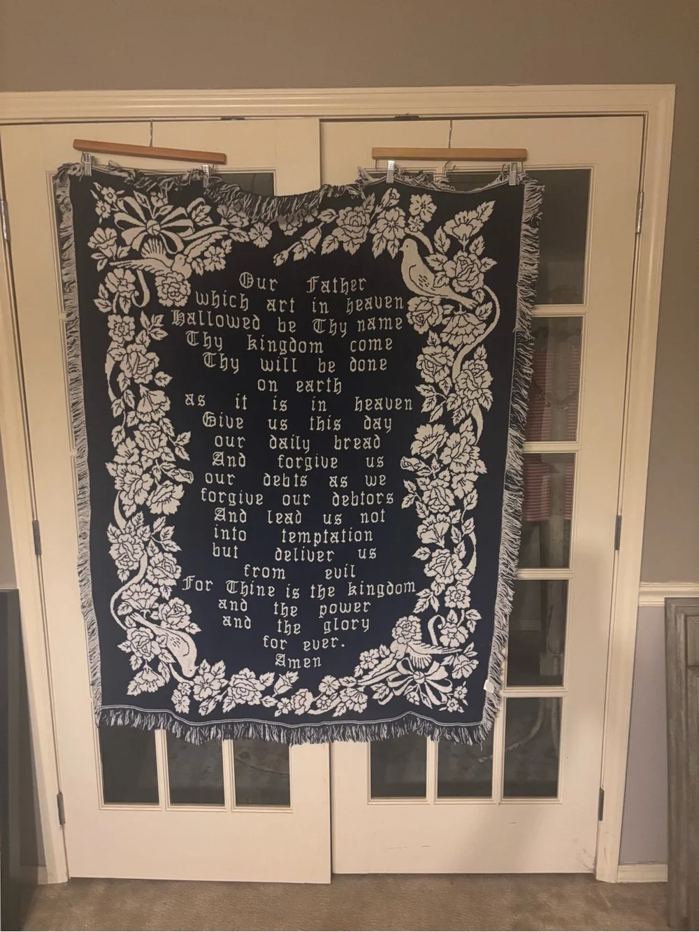 Classic Navy and White Prayer Wall Hanging